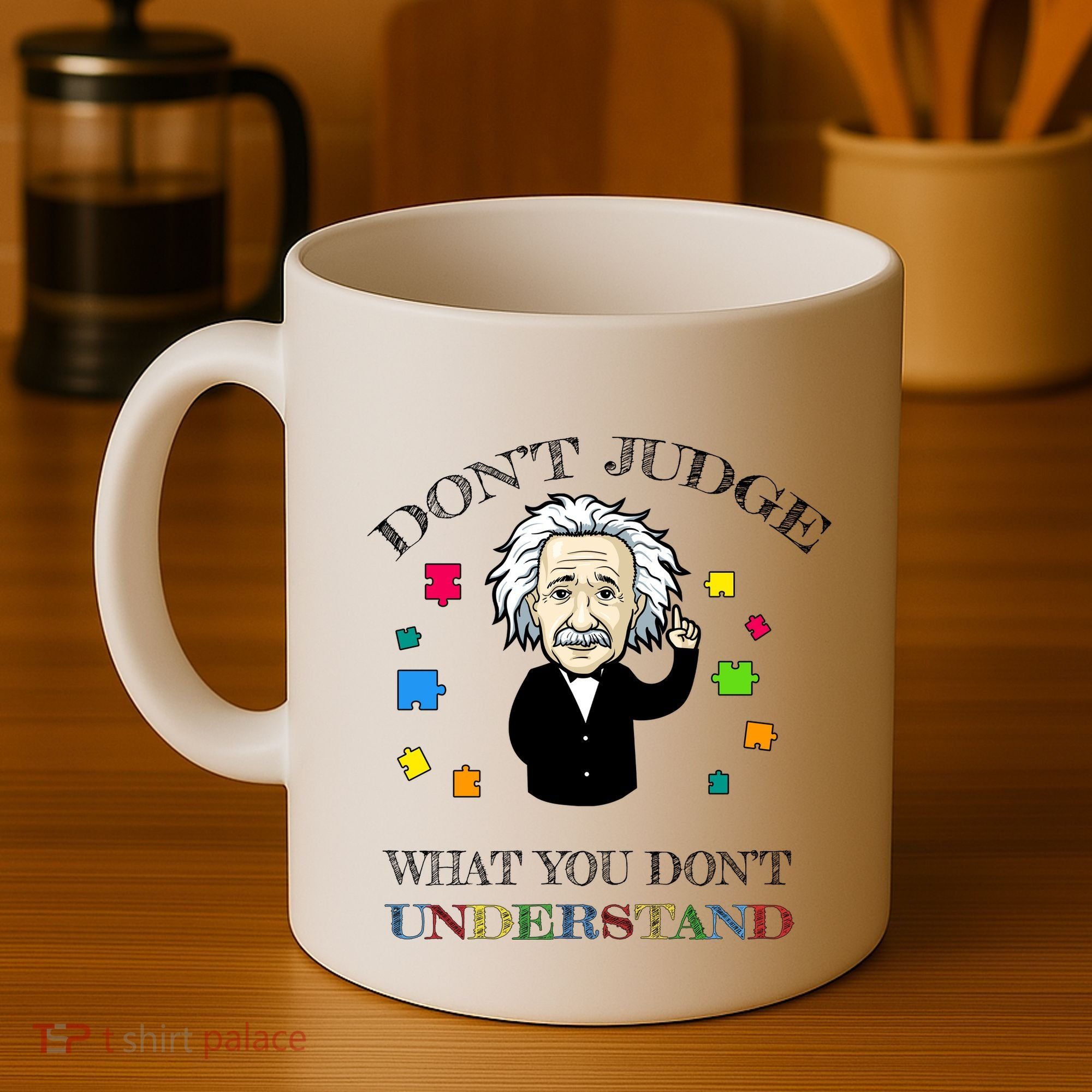 Autism Awareness Teacher Accept Don't Judge Albert Einstein Coffee Mug