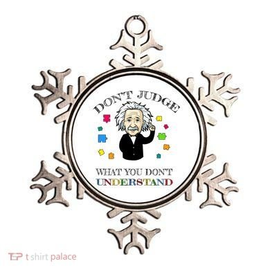 Autism Awareness Teacher Accept Don't Judge Albert Einstein Ornament