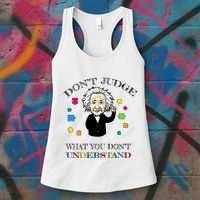 Autism Awareness Teacher Accept Don't Judge Albert Einstein Women's Tank Top thumb 3