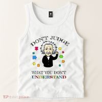 Autism Awareness Teacher Accept Don't Judge Albert Einstein Tank Top thumb 2
