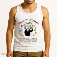 Autism Awareness Teacher Accept Don't Judge Albert Einstein Tank Top thumb 3