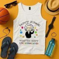 Autism Awareness Teacher Accept Don't Judge Albert Einstein Tank Top thumb 4