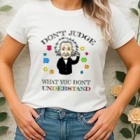 Autism Awareness Teacher Accept Don't Judge Albert Einstein Women's T-Shirt thumb 2