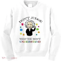 Autism Awareness Teacher Accept Don't Judge Albert Einstein Kids Sweatshirt thumb 0