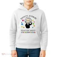 Autism Awareness Teacher Accept Don't Judge Albert Einstein Kids Hoodie thumb 4