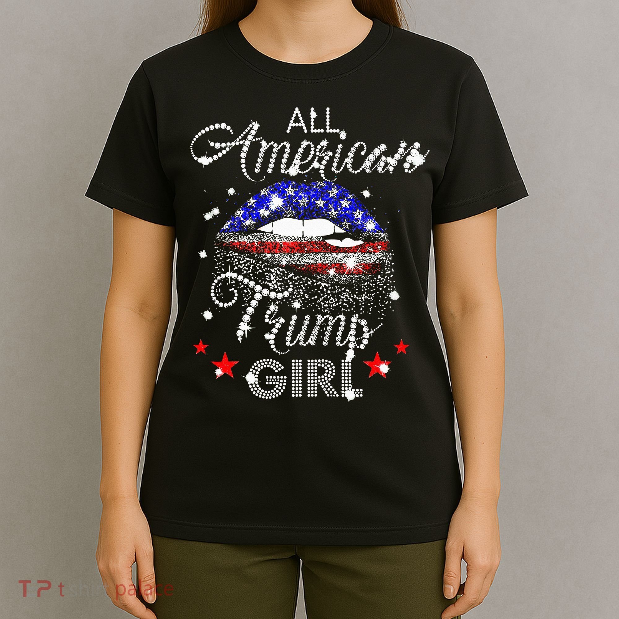 All American Trump Girl Mouth Diamond T-Shirt