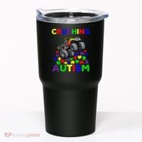 Autism Awareness Truck Crushing Autism For Tumbler thumb 0