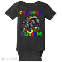 Autism Awareness Truck Crushing Autism For Baby Bodysuit thumb 0