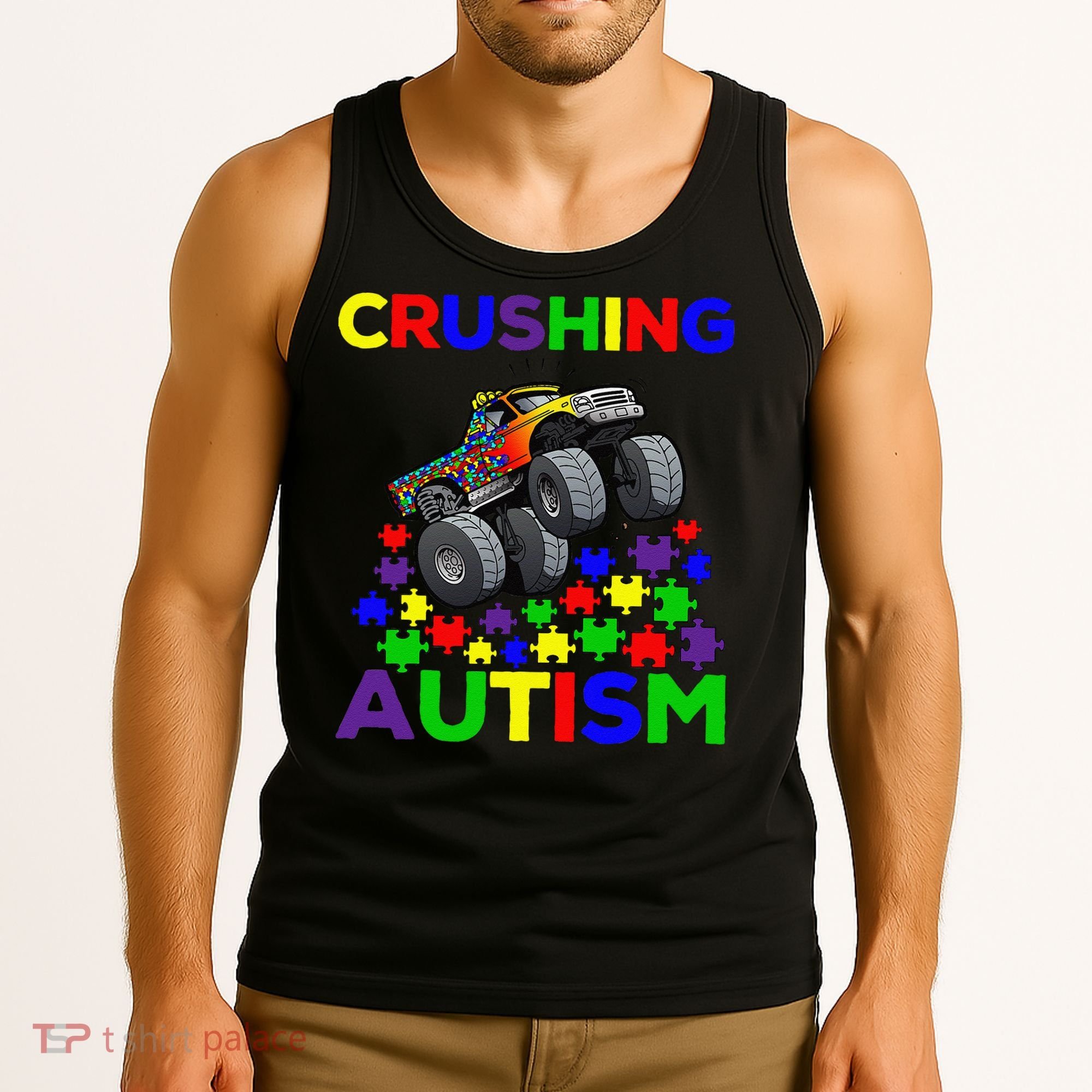 Autism Awareness Truck Crushing Autism For Tank Top