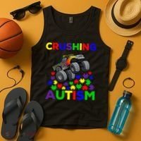 Autism Awareness Truck Crushing Autism For Tank Top thumb 4