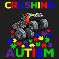 Autism Awareness Truck Crushing Autism For Golf Towel thumb 3