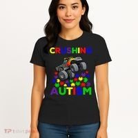Autism Awareness Truck Crushing Autism For Women's T-Shirt thumb 4