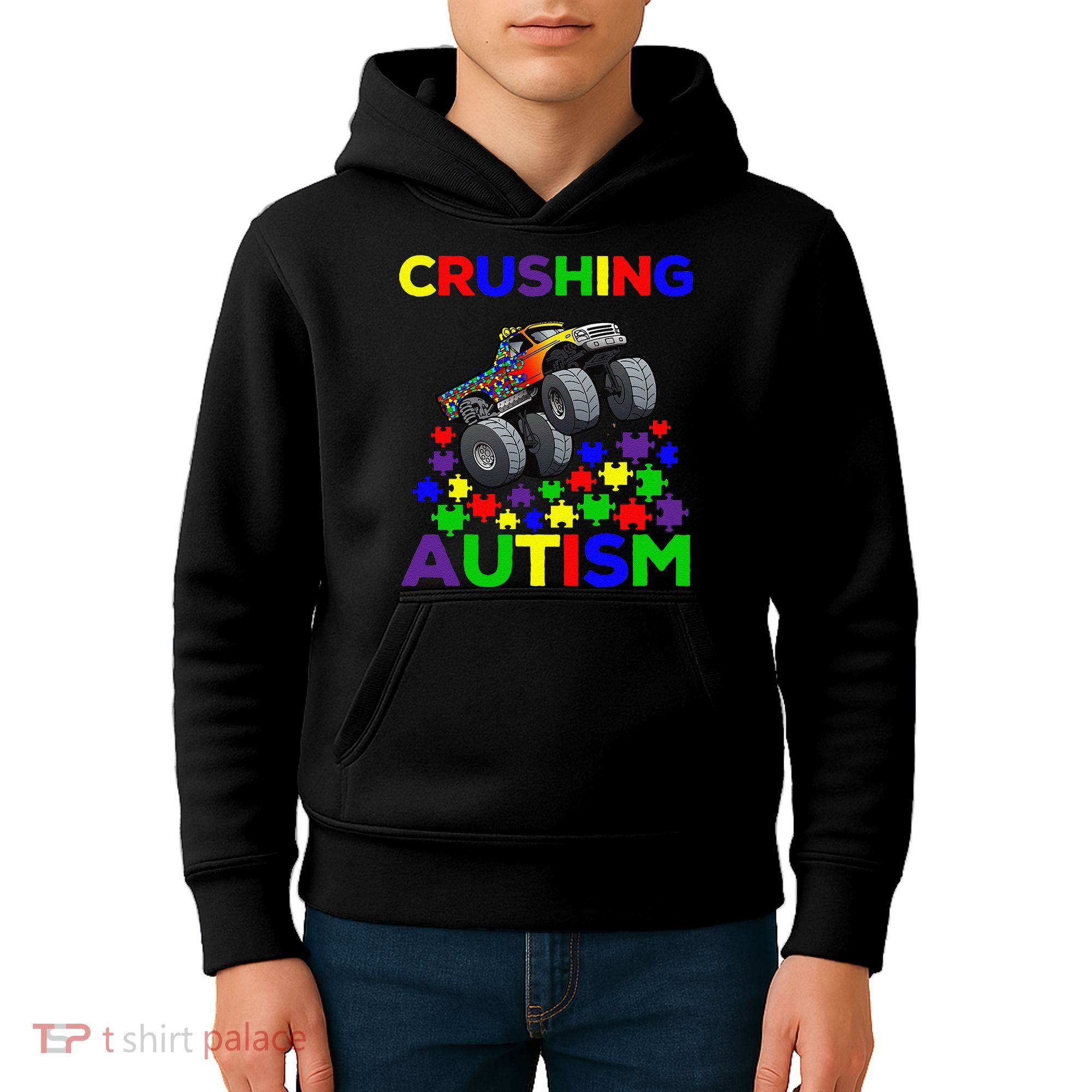 Autism Awareness Truck Crushing Autism For Kids Hoodie