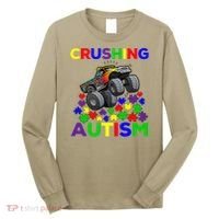 Autism Awareness Truck Crushing Autism For Long Sleeve Shirt thumb 0