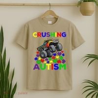 Autism Awareness Truck Crushing Autism For T-Shirt thumb 2