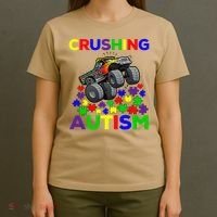 Autism Awareness Truck Crushing Autism For T-Shirt thumb 4