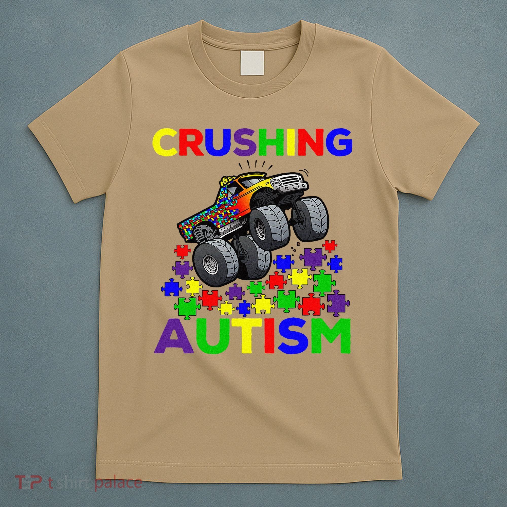 Autism Awareness Truck Crushing Autism For T-Shirt