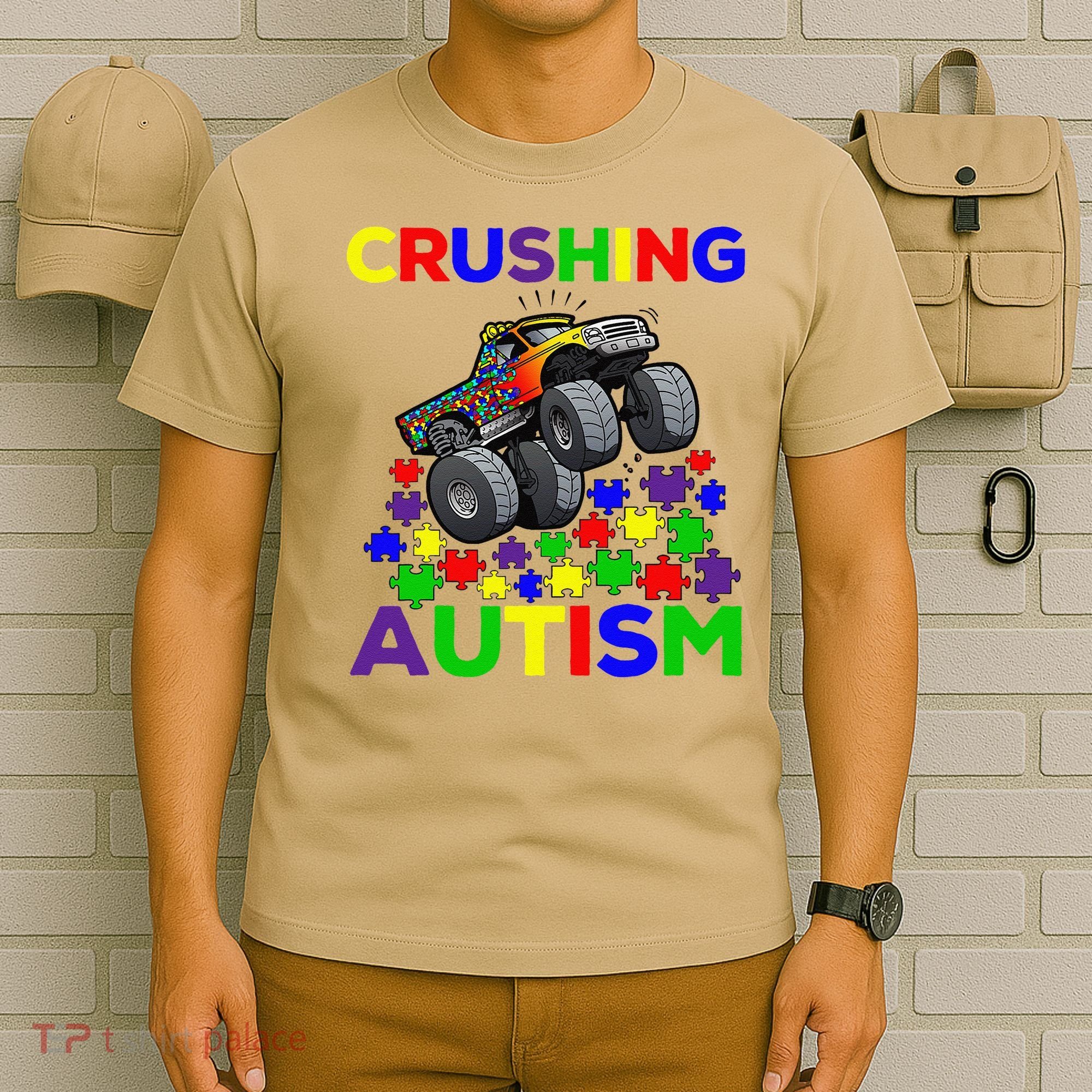 Autism Awareness Truck Crushing Autism For T-Shirt