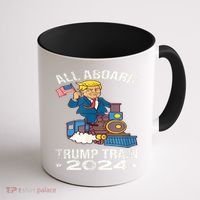ALL ABOARD TRUMP TRAIN 2024 Patriotic American Flag Coffee Mug thumb 1