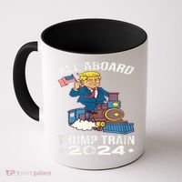 ALL ABOARD TRUMP TRAIN 2024 Patriotic American Flag Coffee Mug thumb 0