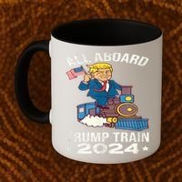 ALL ABOARD TRUMP TRAIN 2024 Patriotic American Flag Coffee Mug thumb 2