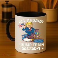 ALL ABOARD TRUMP TRAIN 2024 Patriotic American Flag Coffee Mug thumb 4