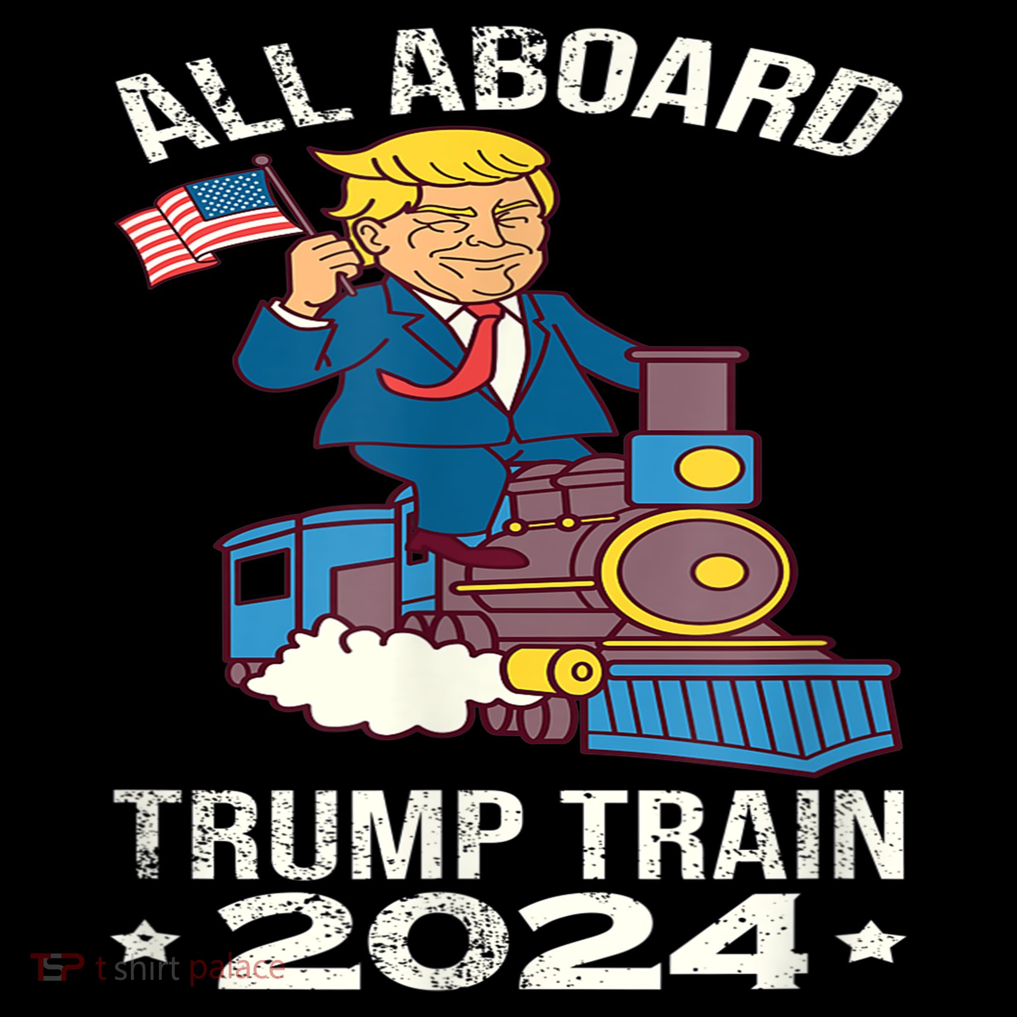 ALL ABOARD TRUMP TRAIN 2024 Patriotic American Flag Coffee Mug