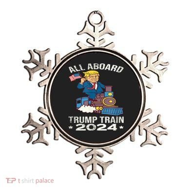 ALL ABOARD TRUMP TRAIN 2024 Patriotic American Flag Ornament
