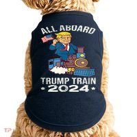 ALL ABOARD TRUMP TRAIN 2024 Patriotic American Flag Doggie Tank thumb 0