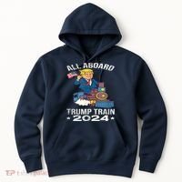 ALL ABOARD TRUMP TRAIN 2024 Patriotic American Flag Hoodie thumb 0