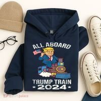 ALL ABOARD TRUMP TRAIN 2024 Patriotic American Flag Hoodie thumb 4