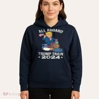 ALL ABOARD TRUMP TRAIN 2024 Patriotic American Flag Hoodie thumb 5