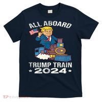 ALL ABOARD TRUMP TRAIN 2024 Patriotic American Flag T-Shirt thumb 0