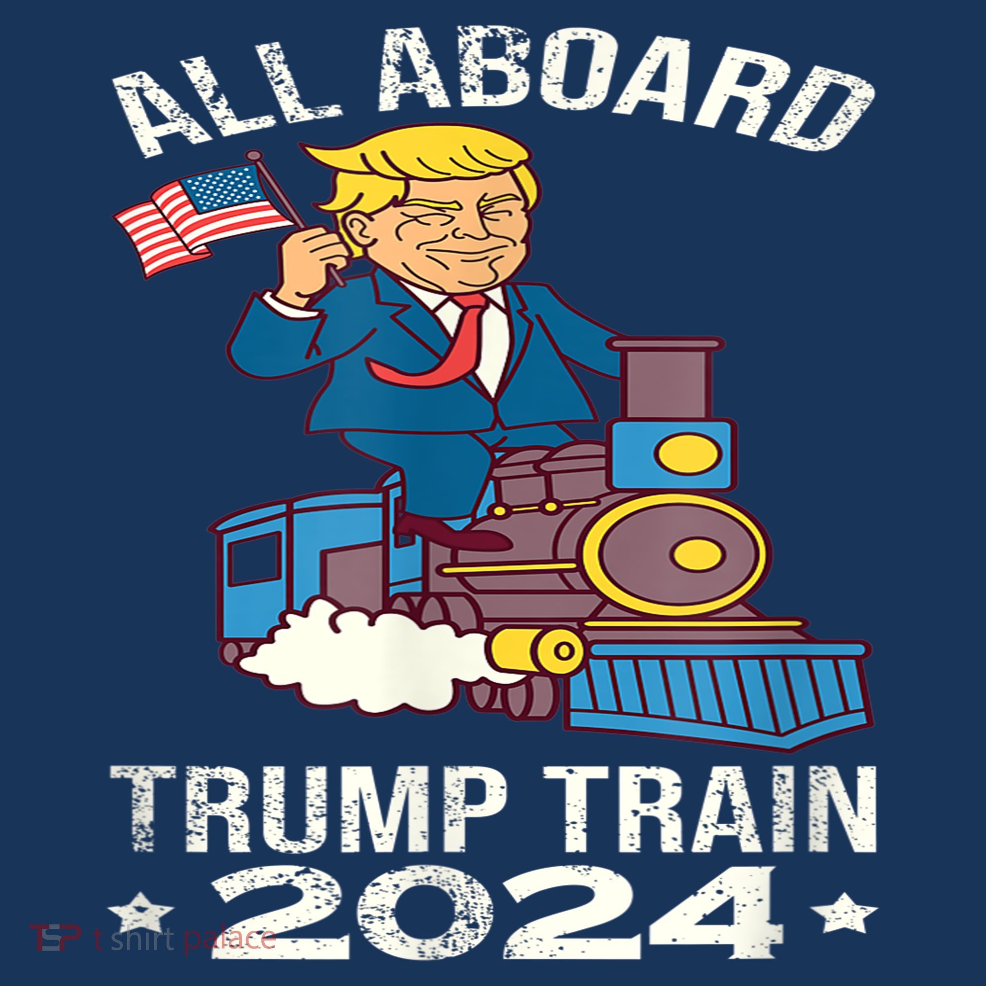 ALL ABOARD TRUMP TRAIN 2024 Patriotic American Flag Women's Hoodie
