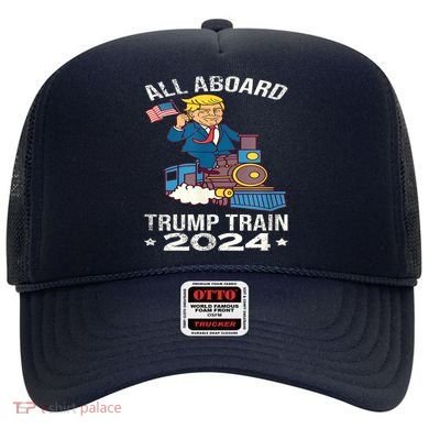 ALL ABOARD TRUMP TRAIN 2024 Patriotic American Flag Hat