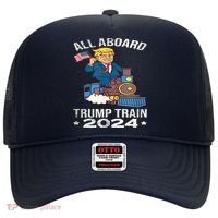 ALL ABOARD TRUMP TRAIN 2024 Patriotic American Flag Hat thumb 0