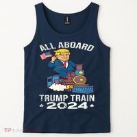 ALL ABOARD TRUMP TRAIN 2024 Patriotic American Flag Tank Top thumb 2