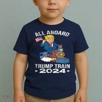 ALL ABOARD TRUMP TRAIN 2024 Patriotic American Flag Toddler T-Shirt thumb 2