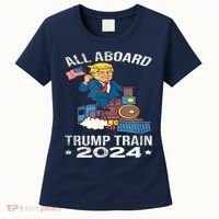 ALL ABOARD TRUMP TRAIN 2024 Patriotic American Flag Women's T-Shirt thumb 0