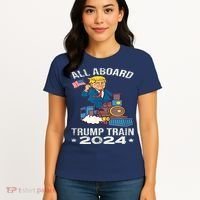 ALL ABOARD TRUMP TRAIN 2024 Patriotic American Flag Women's T-Shirt thumb 4