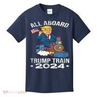 ALL ABOARD TRUMP TRAIN 2024 Patriotic American Flag Kids T-Shirt thumb 0