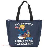 ALL ABOARD TRUMP TRAIN 2024 Patriotic American Flag Tote Bag thumb 0