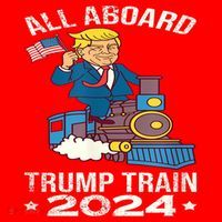 ALL ABOARD TRUMP TRAIN 2024 Patriotic American Flag Santa Hat thumb 1