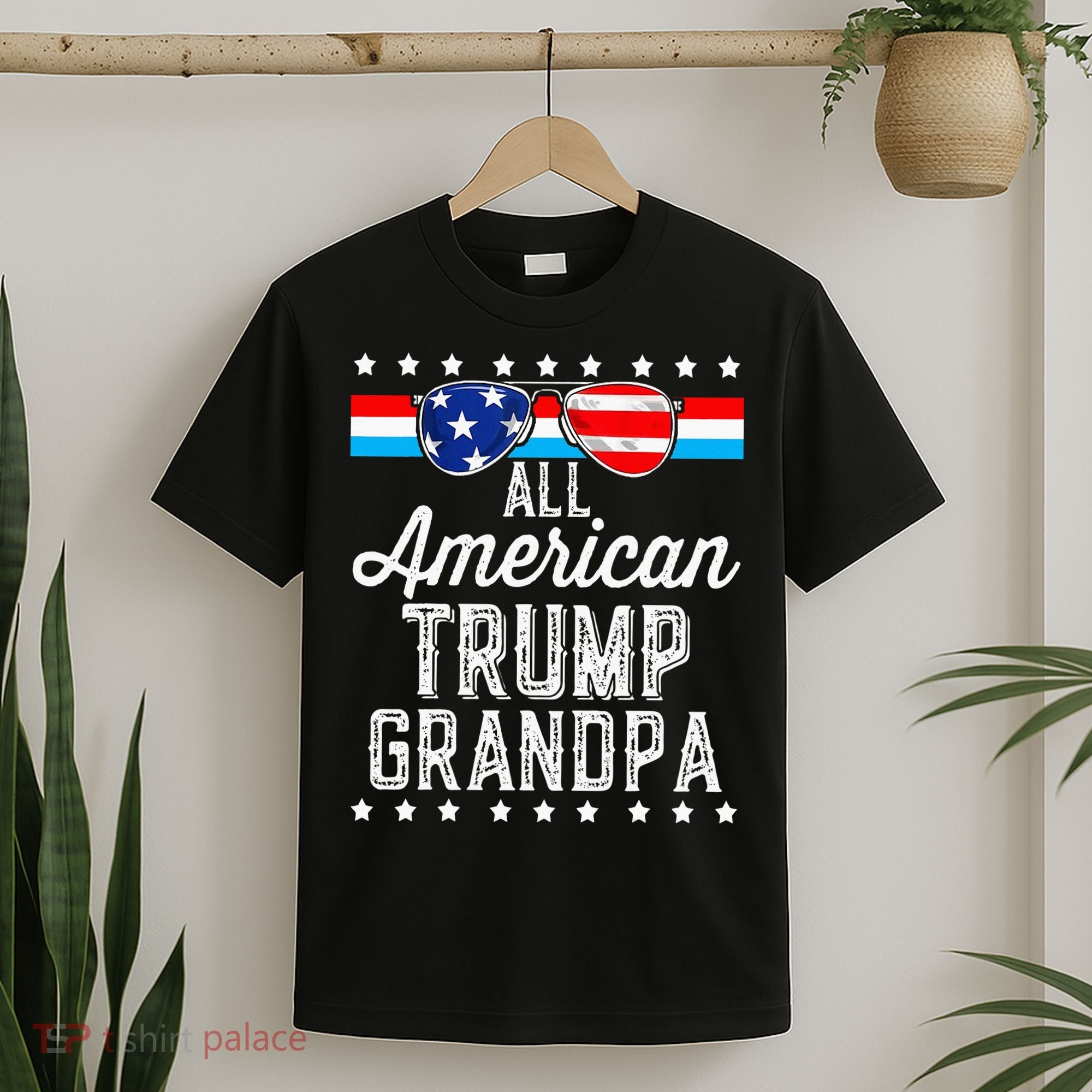All American Trump Grandpa American Flag Sunglasses Trump T-Shirt