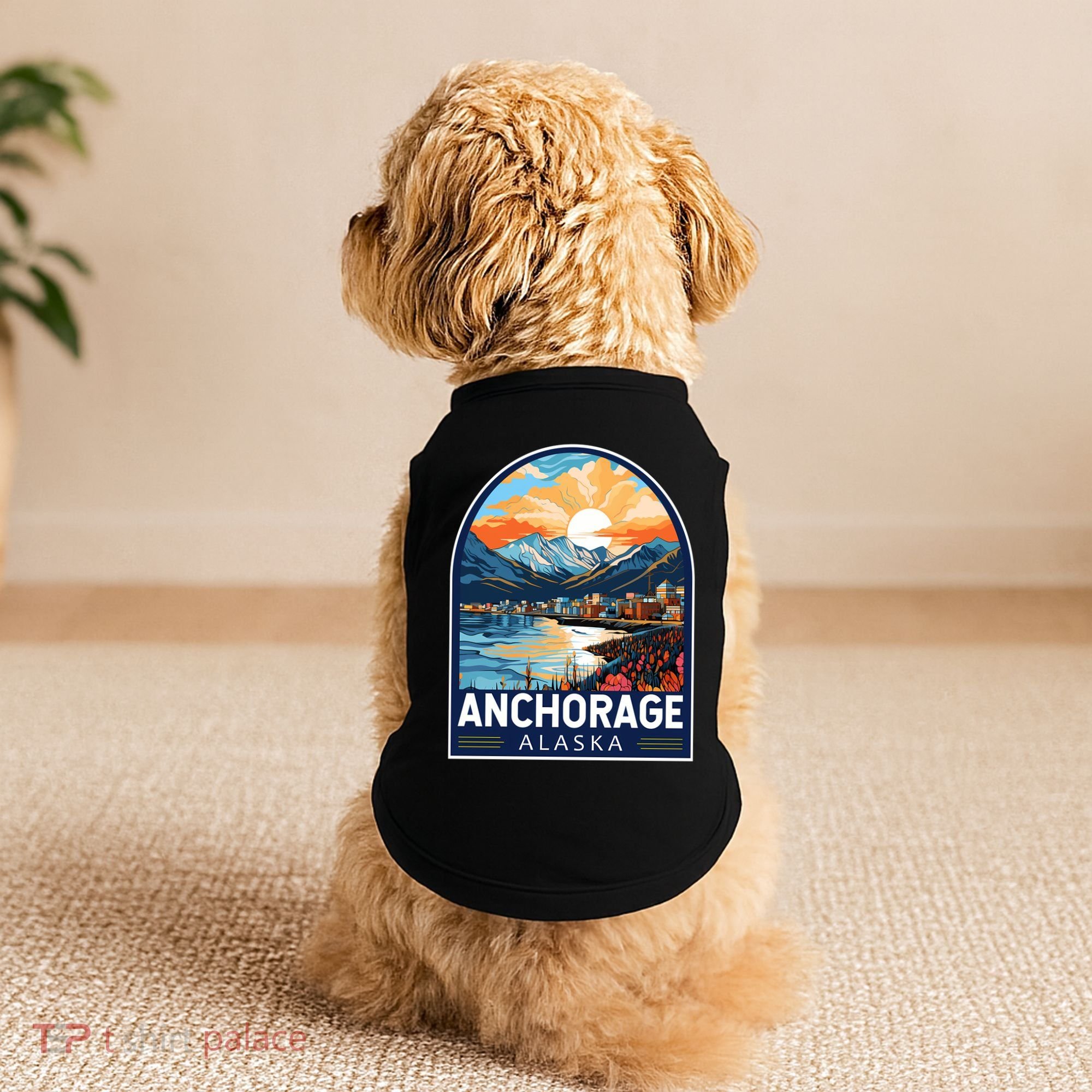 Anchorage Alaska Travel Art Emblem Doggie Tank