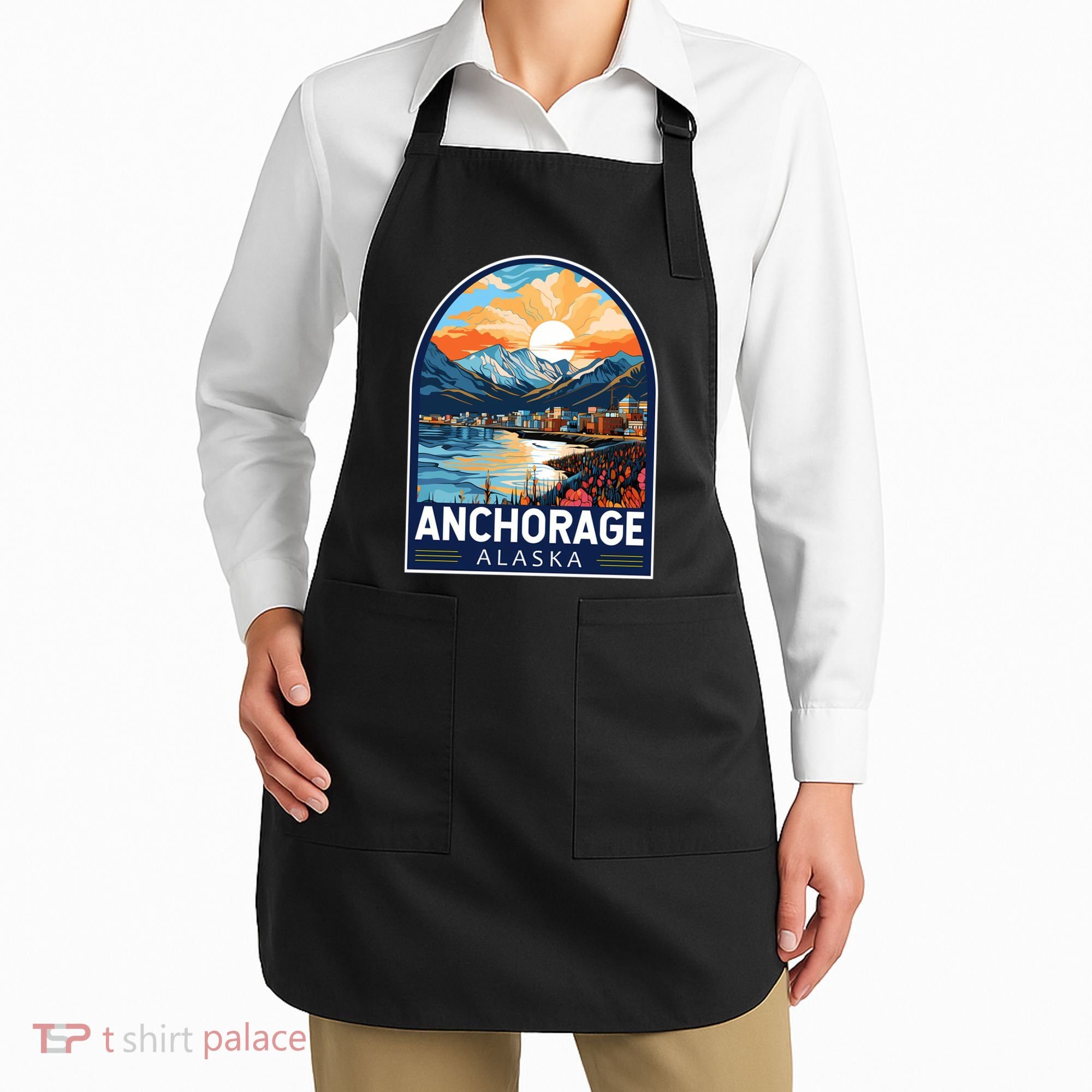 Anchorage Alaska Travel Art Emblem Apron