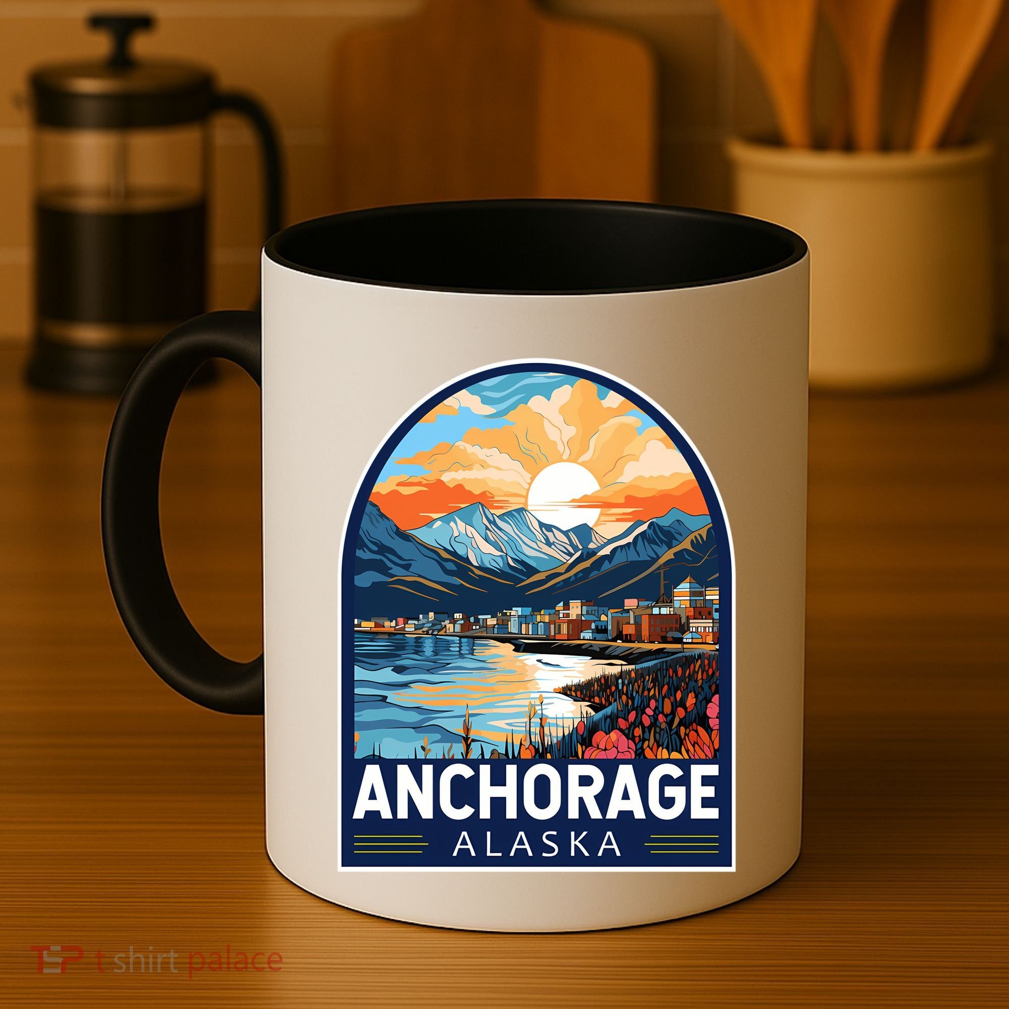 Anchorage Alaska Travel Art Emblem Coffee Mug