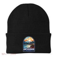 Anchorage Alaska Travel Art Emblem Beanie thumb 0