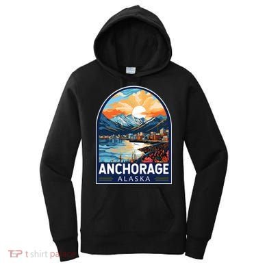 Anchorage Alaska Travel Art Emblem Women's Hoodie
