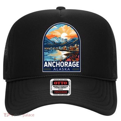 Anchorage Alaska Travel Art Emblem Hat